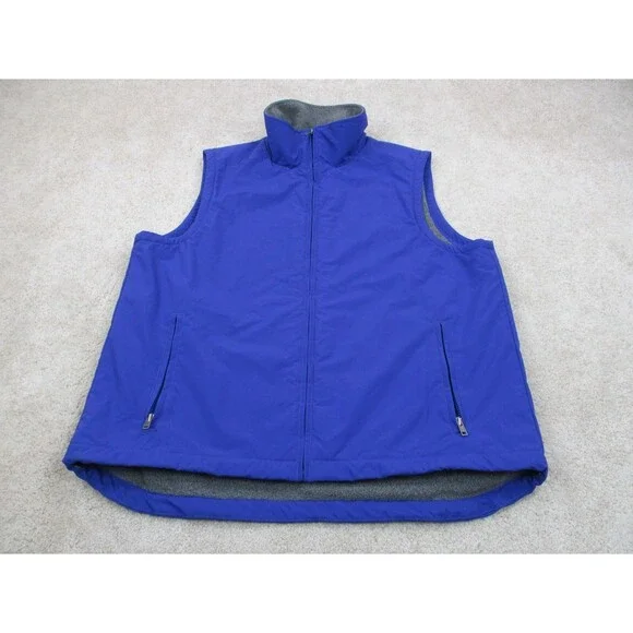 LL Bean Jacket Vest Men Large Tall LT Blue Fleece Lined Sleeveless Windbreaker - Picture 1 of 10